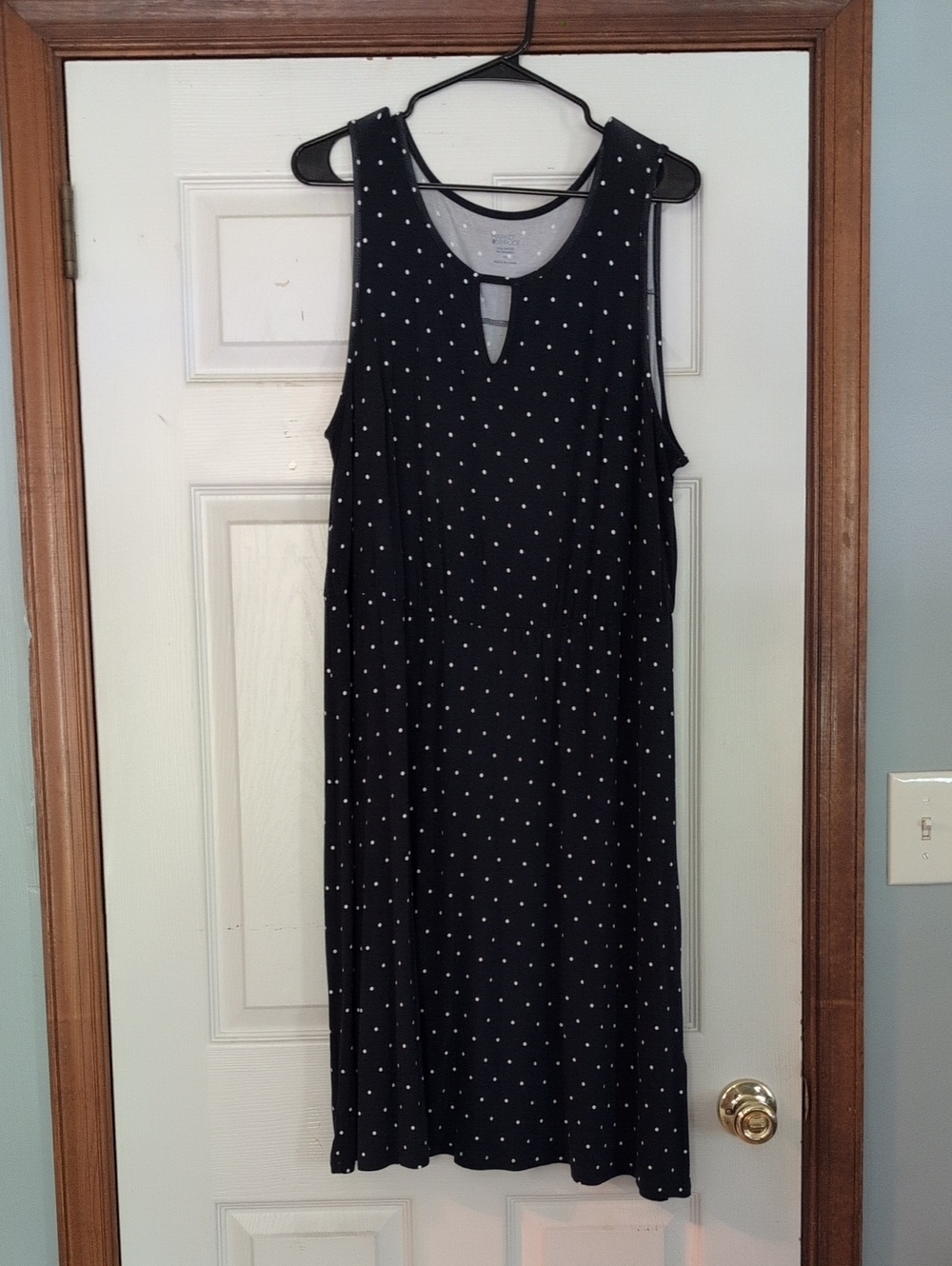 Market & Spruce Black Dress with White Polka Dots and Keyhole